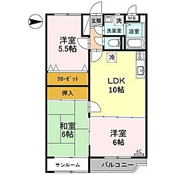 ファミーユ布瀬 3LDKの間取図画像