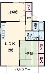 エクレール美濃屋A 2LDKの間取図画像