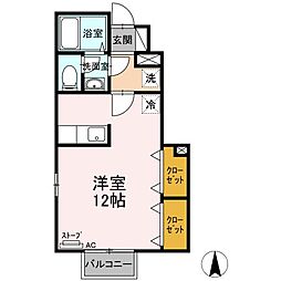 セジュールＦＫ　Ｂ 1階ワンルームの間取り