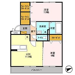 リビングタウンみつわ台 2LDKの間取図画像