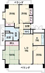 エスポア曙 3階4LDKの間取り
