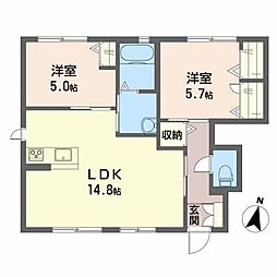 シャーメゾンアゼリアA 2LDKの間取図画像