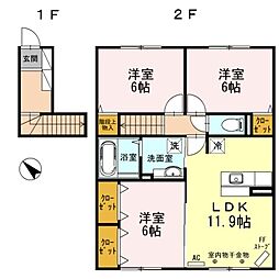セジュール若松町 3LDKの間取図画像