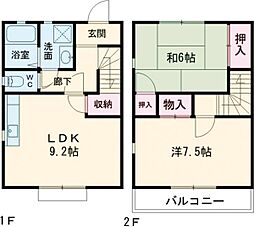 レガーロカンパーニャＢ棟 1階2DKの間取り