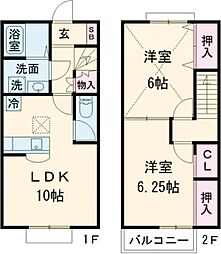 姫の杜 2LDKの間取図画像