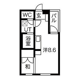 カスターニャ黄金 1LDKの間取図画像