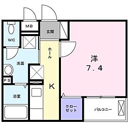 シェーネ 1Kの間取図画像