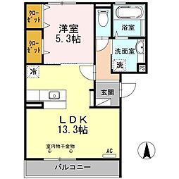 ペルソワール高田 2階1LDKの間取り