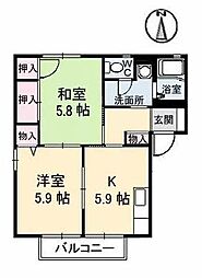 エクセルヴィオラA 2Kの間取図画像