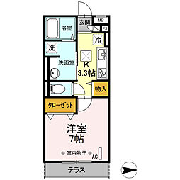 グローリー湘南2 1Kの間取図画像