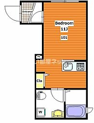 Estate逗子 ワンルームの間取図画像