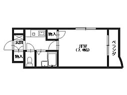 ソレーユ西山 3階1Kの間取り