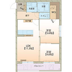 ラクシュミー 2LDKの間取図画像