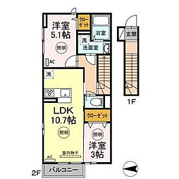 キララC 2LDKの間取図画像