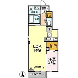 クレール月町 1LDKの間取図画像