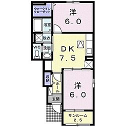 エルプラージュ 2DKの間取図画像
