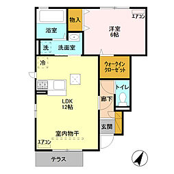 アンジュ 1階1LDKの間取り