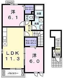 グラン・ジェルメ2 2LDKの間取図画像