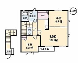 サニーハイツ 2階2LDKの間取り