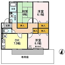 ネオコーポリラ開成A 3DKの間取図画像
