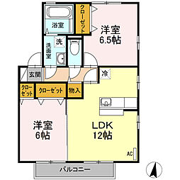 アーク南栄B 2LDKの間取図画像