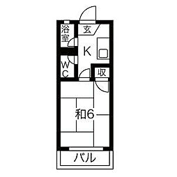 グリーンハイム 1Kの間取図画像