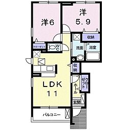 ピースフルライフ 2LDKの間取図画像