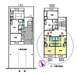 ＹＫ宮沖 3階1DKの間取り