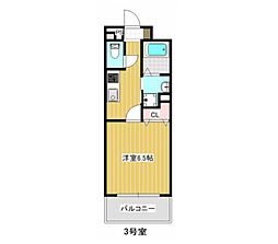 F.ステージ阿賀中央 3階1Kの間取り