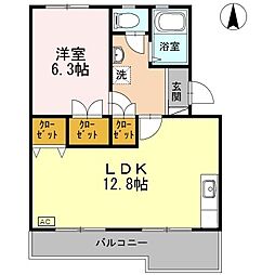 ロイヤルマンション2号棟 1LDKの間取図画像