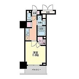 ハビテ靭センターコート 1Kの間取図画像