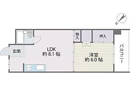 ヒルズ平和 1LDKの間取図画像