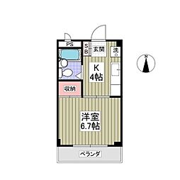 東武東上線 北坂戸駅 徒歩6分の賃貸マンション 3階1Kの間取り