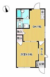 グリーンリーブス 1階1DKの間取り