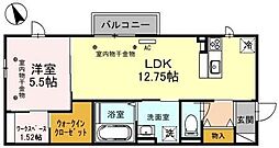 ヴィラ・レスト 1LDKの間取図画像