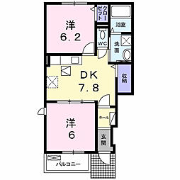 ボニート2B 2DKの間取図画像