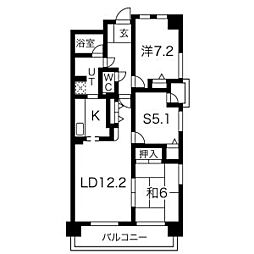 名古屋市営桜通線 高岳駅 徒歩5分の賃貸マンション 5階2SLDKの間取り