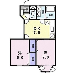 アベニールMB 2DKの間取図画像