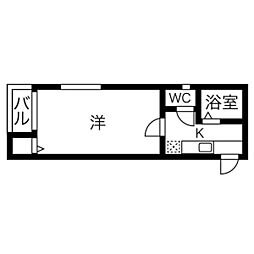 ヴィアトール 1階1Kの間取り