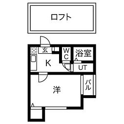 シャトー塩池 1Kの間取図画像