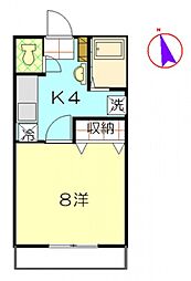 パストラルハイムみそのう 1Kの間取図画像