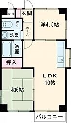ベネフィス粟津 2LDKの間取図画像