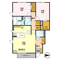 さくらこーとA 2LDKの間取図画像