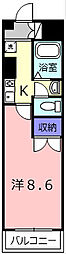 クレセール杉ケ町 1Kの間取図画像