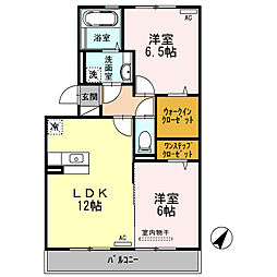プルミエールB 2LDKの間取図画像