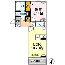 ファーストステージ江木 2階1LDKの間取り
