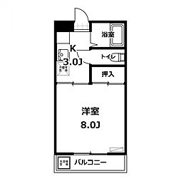 COSMO N&T 3 2階1Kの間取り