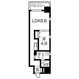 ザ・テラス丸の内 10階1LDKの間取り