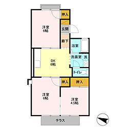 JR高崎線 新町駅 徒歩9分の賃貸アパート 1階3DKの間取り