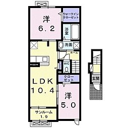 アスペンベール2 2LDKの間取図画像